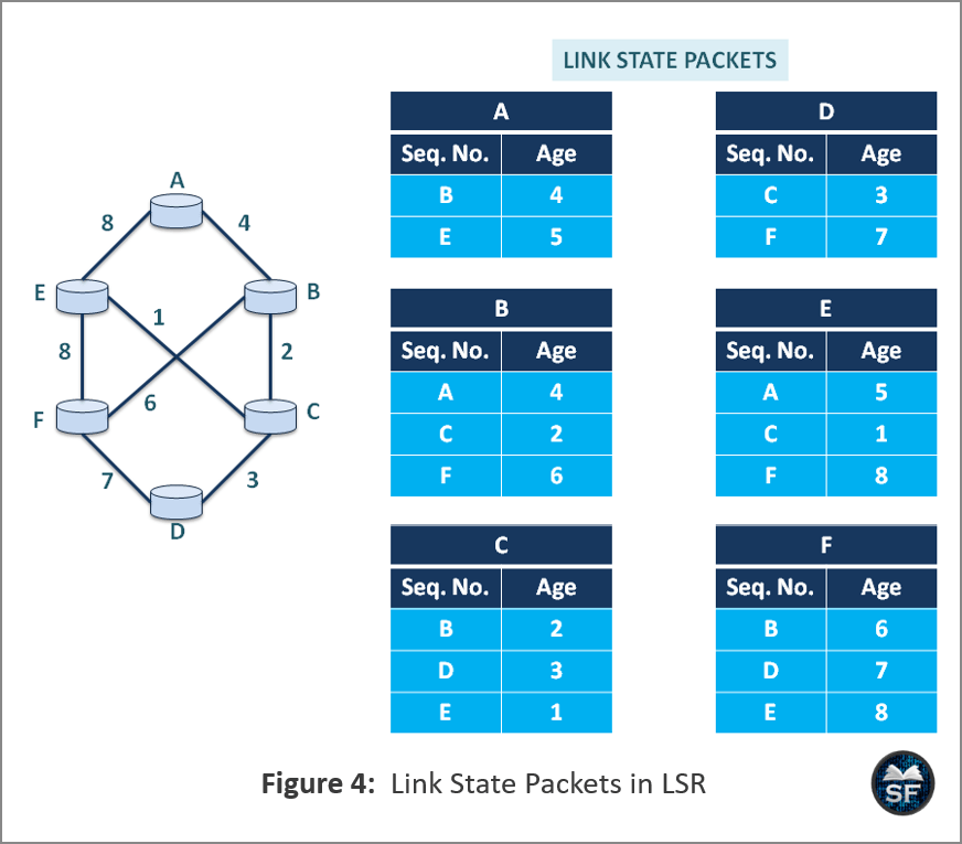 link state packets for the network